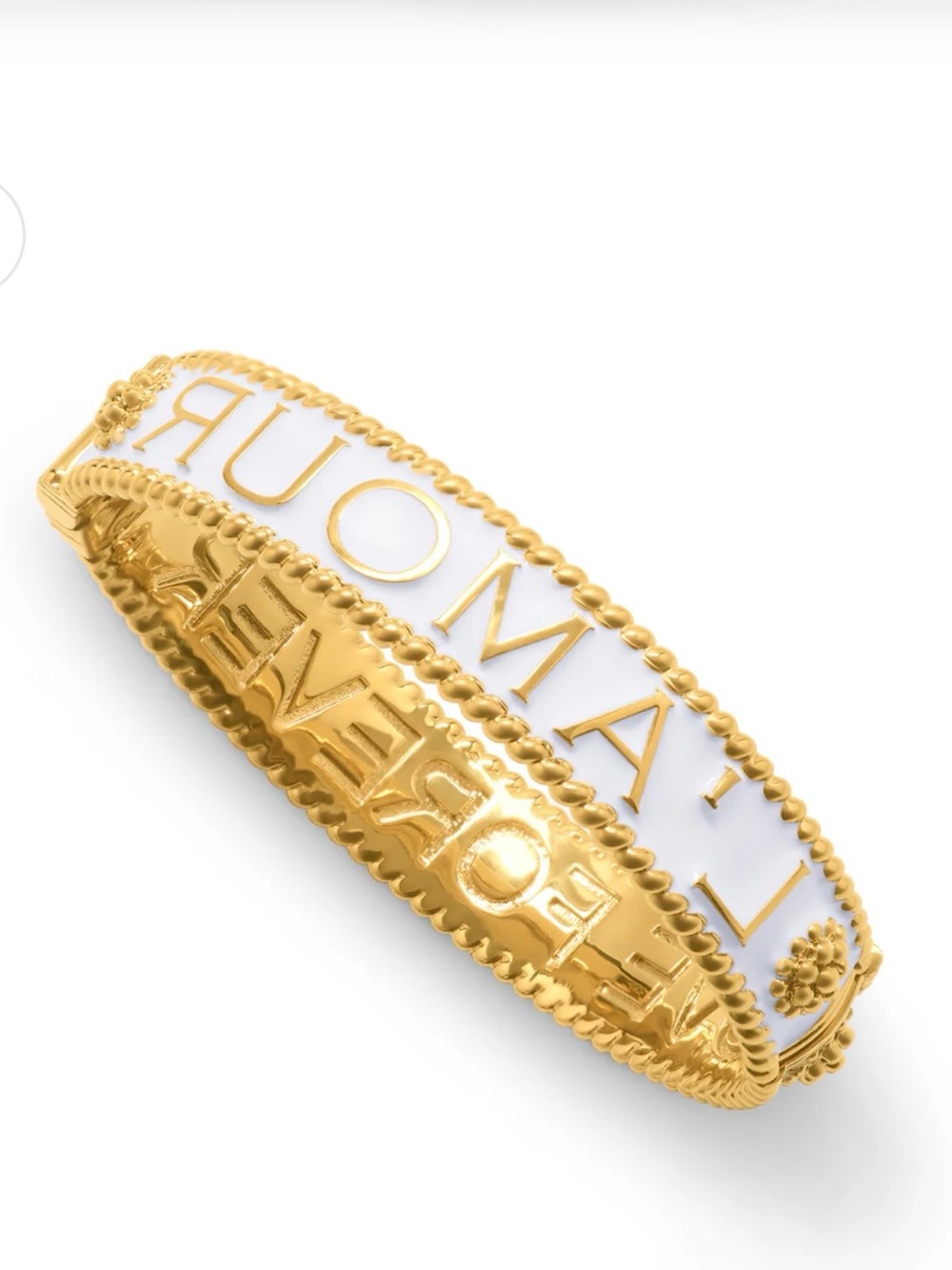 Capucine de Wulf gold and White Enamel Bangle Bracelet